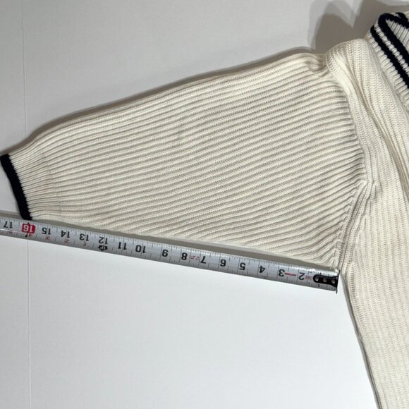 Vtg Venezia Cable Knit V-Neck Oversized Sweater Nautical Sailor Preppy Coastal - Picture 10 of 11